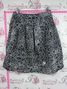 Christopher & Banks skirt swirls navy Black and White Abstract A-Line Skirt